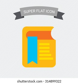 Icon of book with long blue bookmark