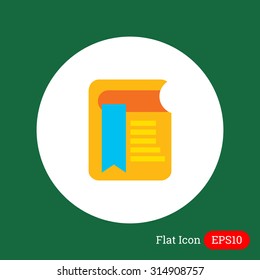 Icon of book with long blue bookmark