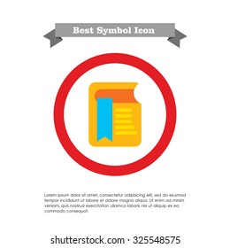 Icon of book with long blue bookmark