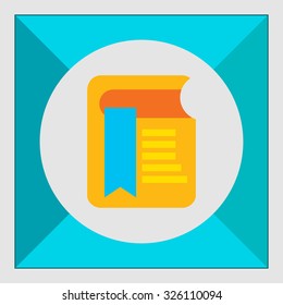 Icon of book with long blue bookmark