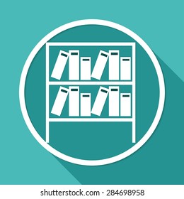 Icon Book on white circle with a long shadow