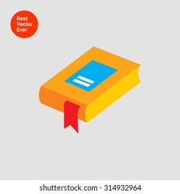 Icon of book with red bookmark
