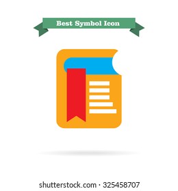 Icon of book with red bookmark