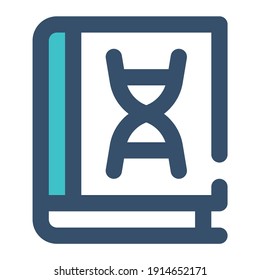 icon book to study biology using filled line style and blue color
