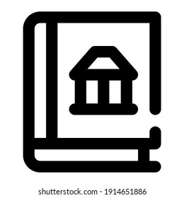 icon book to study history and building using line style