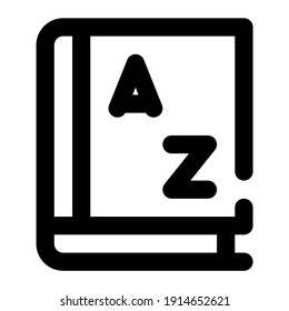 icon book to study language and alphabet using line style