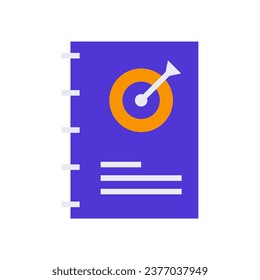 Icon Book and Targeting, single icon, Flat line color filled and Colorfull icon