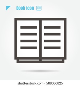 icon book vector illustration isolated sign symbol thin line for web, modern minimalistic flat design vector on white background