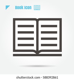 icon book vector illustration isolated sign symbol thin line for web, modern minimalistic flat design vector on white background