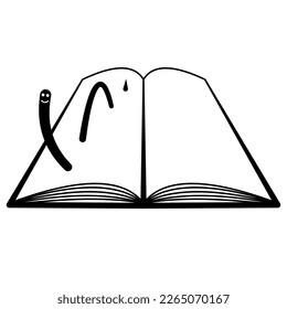 Icono de un gusano de libro. Ilustración vectorial.