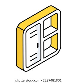 An icon of bookcase in flat isometric design available for instant download 