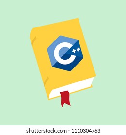 Icon of books about programming. A book on the C++ programming language.