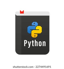 Icon of books about programming. A book on the Python programming language. Vector illustration