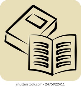 Icon Books. related to Book symbol. hand drawn style. simple design illustration