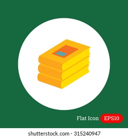 Icon of books stack in bright blue circle