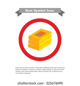 Icon of books stack in bright blue circle