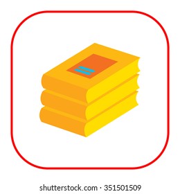 Icon of books stack in bright blue circle
