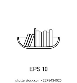 icon bookshelf furniture home living stroke editable eps 10