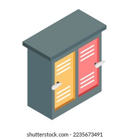 An icon of bookshelf in isometric isometric design available for instant download 