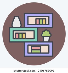 Icon Bookshelf. related to Home Decoration symbol. color mate style. simple design editable. simple illustration