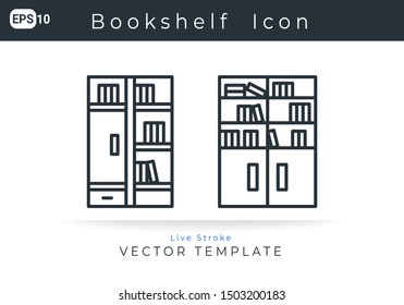 Icon Bookshelf For Website, Infographic Element. Vector Illustration