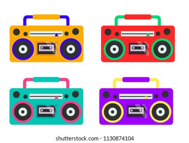 Icon Boombox Set Vector Cartoon 