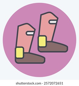 Icon Boot. related to Equestrian Sport symbol. color mate style. design editable