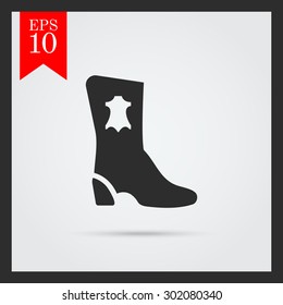 Icon of boot silhouette with leather label
