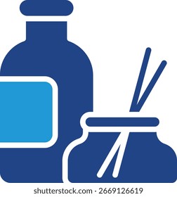 El ícono de una botella que contiene aceites esenciales, soluciones de fragancia o líquidos de aromaterapia crea una atmósfera tranquila y calmante, reduce el estrés y mejora el sentimiento.