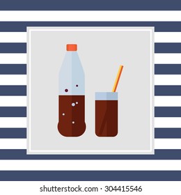 Icon of bottle and glass with cola