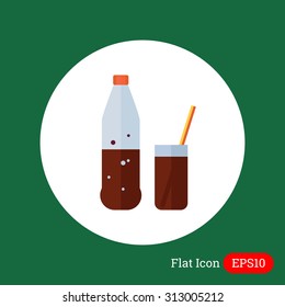 Icon of bottle and glass with cola
