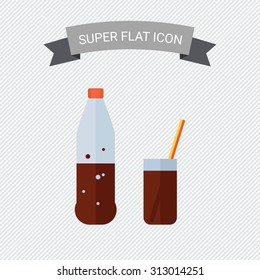 Icon of bottle and glass with cola