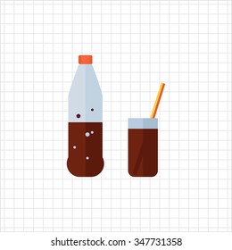 Icon of bottle and glass with cola