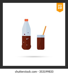 Icon of bottle and glass with cola