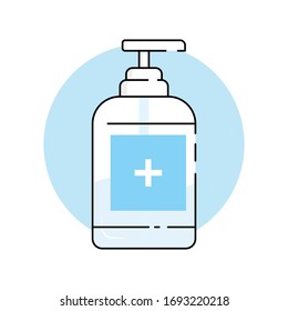 Icon bottle for hand sanitizer pump, washing gel, alcohol gel.