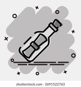 Symbol Flaschenpost. Piraten-Designelemente. Symbol im Comic-Stil.