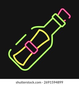 Icono de correo de la botella. Elementos temáticos de piratas. Icono en estilo neón.