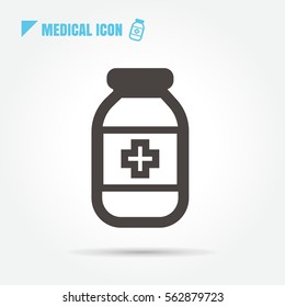 icon bottle of medicine vector on white bakcground