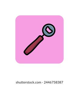 Icon of bottle opener. Equipment tool, kitchenware. Pub concept. Can be used for topics like bar, utensil, kitchen.