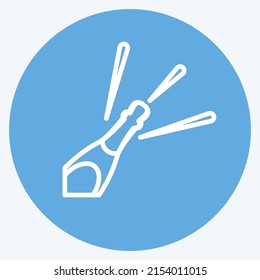 Icon Bottle Opening. suitable for party symbol. blue eyes style. simple design editable. design template vector. simple symbol illustration