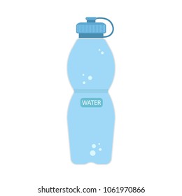 Icon of a bottle with water. Bottle with water for sports and training, travel. Vector illustration.