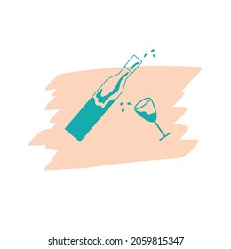 icon with a bottle of wine and a glass with splashes