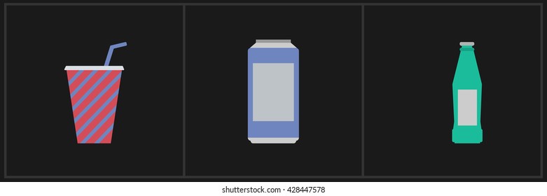 Icon bottles, cans, cool drink. Symbol. Vector illustration.