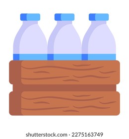 Icon of bottles crate in modern flat design 