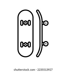 Icono de patinetas de la vista inferior y lateral con ruedas en el estilo de contorno negro