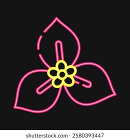 Icon bougenville. Beautiful flowers elements. Icon in neon style.
