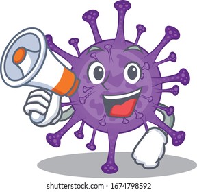 An icon of bovine coronavirus holding a megaphone