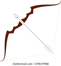 Icon Of Bow And Arrow. Flat Color Design. Vector Illustration.