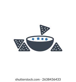 Icon of a bowl of dip with chips.