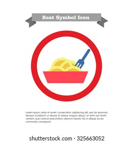 Icon of bowl with noodle and fork